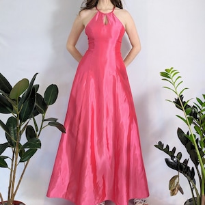 Vintage Iridescent Hot Pink Evening Gown Prom Dress 1990s Roberta