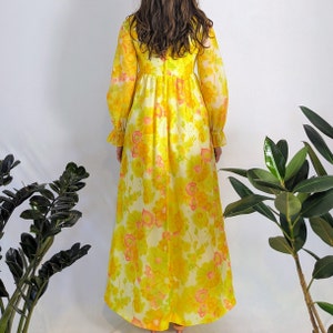 Vintage Floral Empire Maxi Dress 1960s image 4