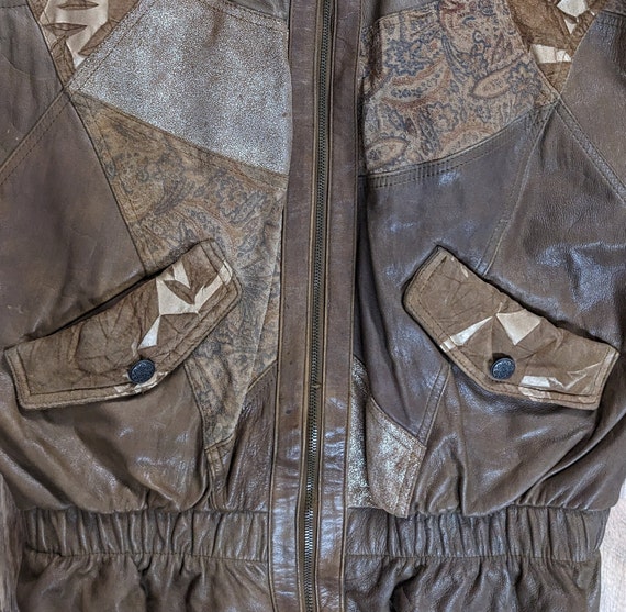 Vintage Patchwork Authentic Leather Jacket 1980s … - image 9