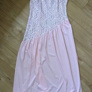Vintage Pink Slip Dress Lace Diagonal Waist 1980s Undercover Wear image 4