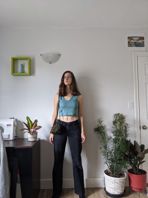 Flared Black Denim Pants