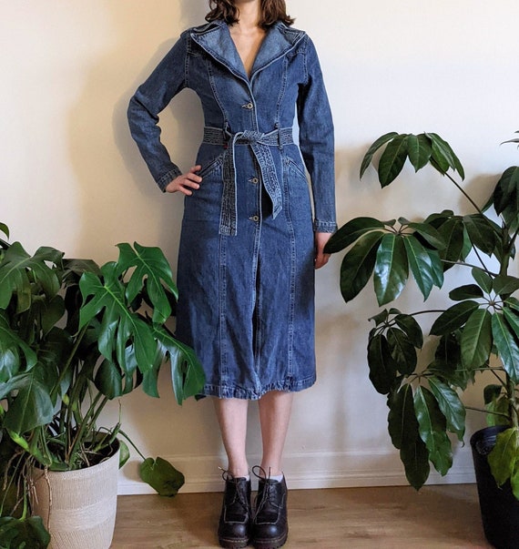 Vintage Guess Denim Trench Jacket 1990s 