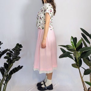 Vintage Pink Midi Button Down Skirt 1980s Vayola image 3