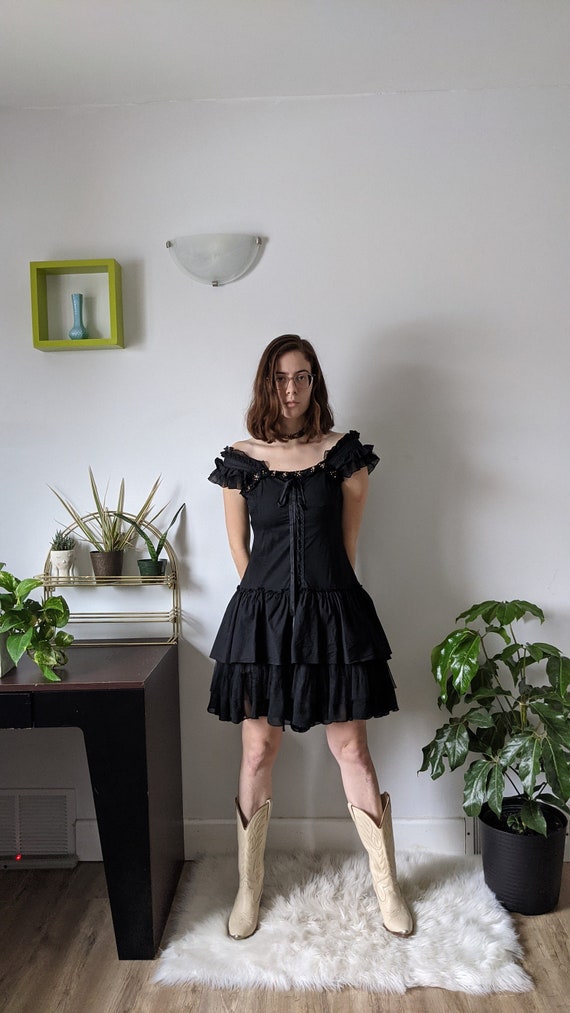 Black Tiered Corset Dress