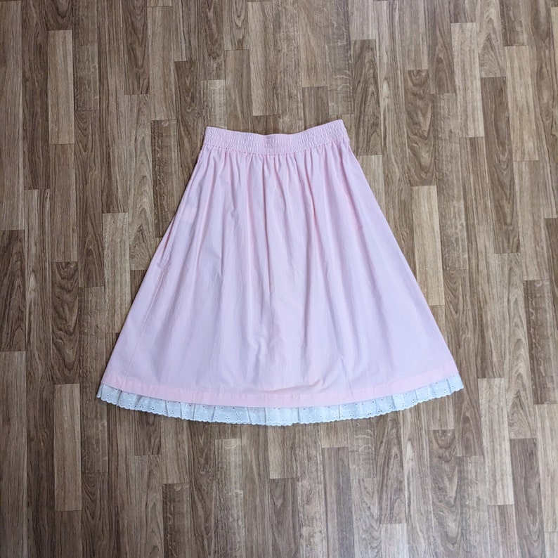 Vintage Pink Midi Button Down Skirt 1980s Vayola image 6
