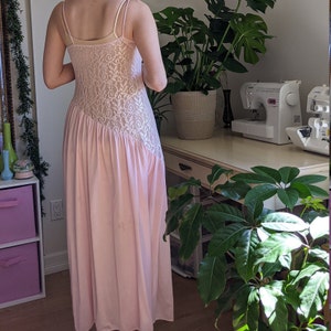 Vintage Pink Slip Dress Lace Diagonal Waist 1980s Undercover Wear image 2