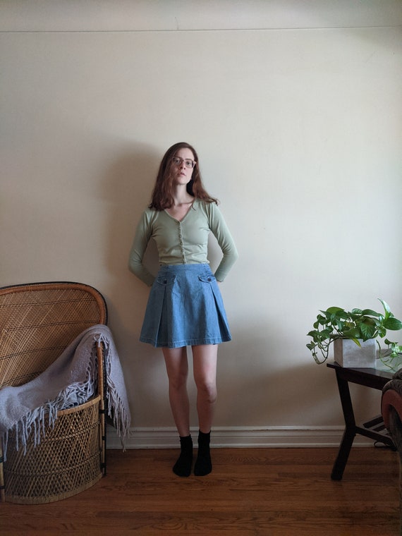 PEPE Jeans London Pleated Denim Mini Skirt