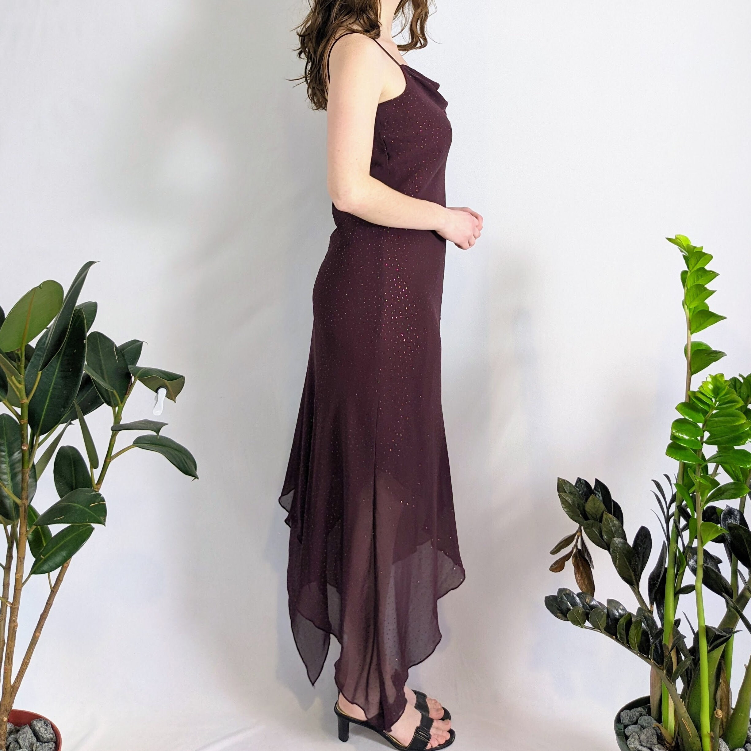 Vintage Sparkly Burgundy Pointed Hem Evening Gown 1990s Melanie Lyne - Etsy