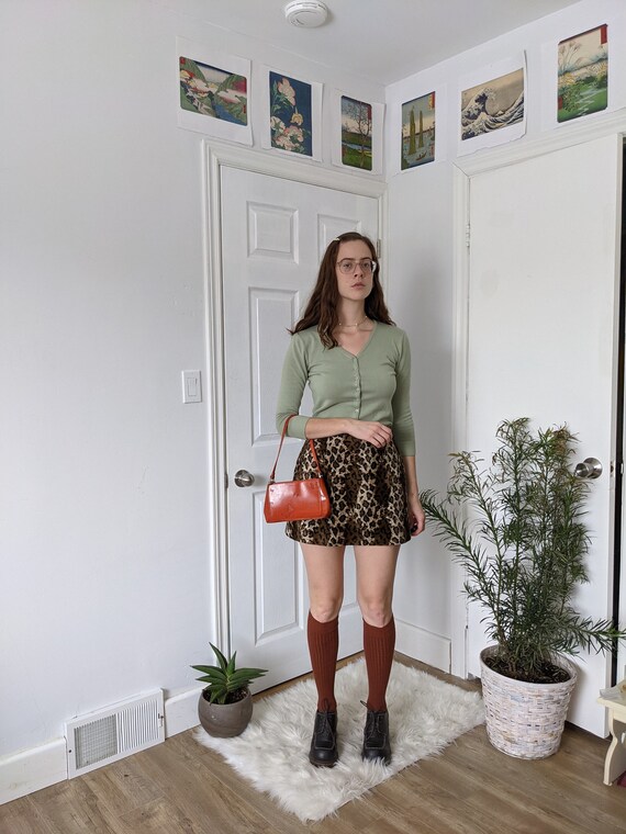 Leopard Print Mini Skirt Vintage Wallis 90s