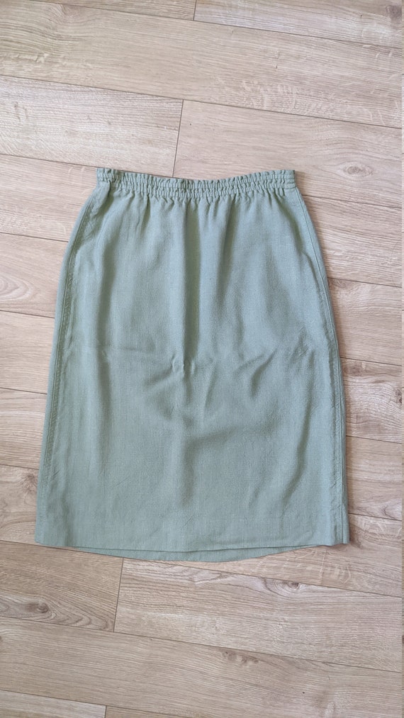 Vintage Givenchy Sage Green Skirt Knee Length 197… - image 6