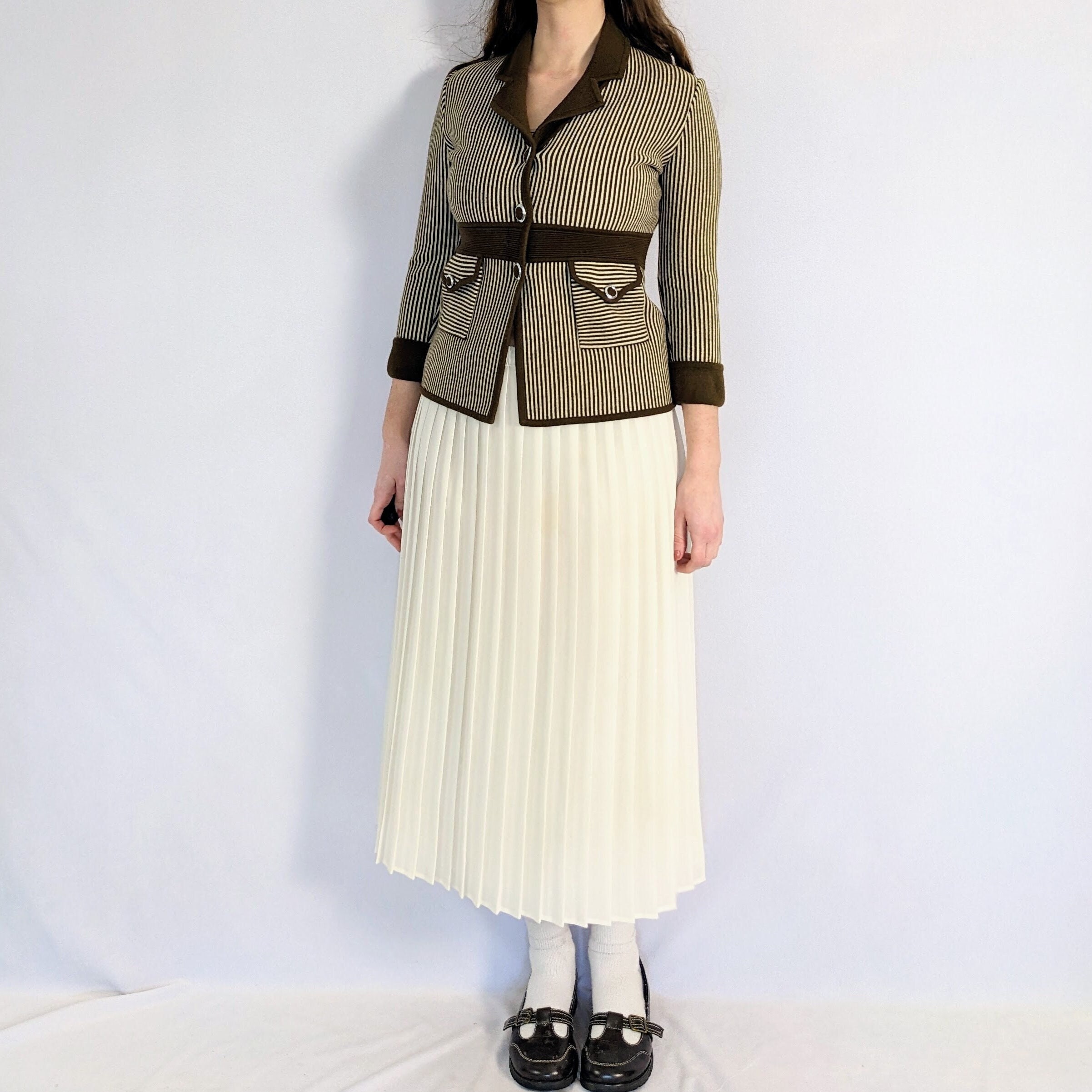 Vintage Brown Striped Blazer 1950s Union For Ladies