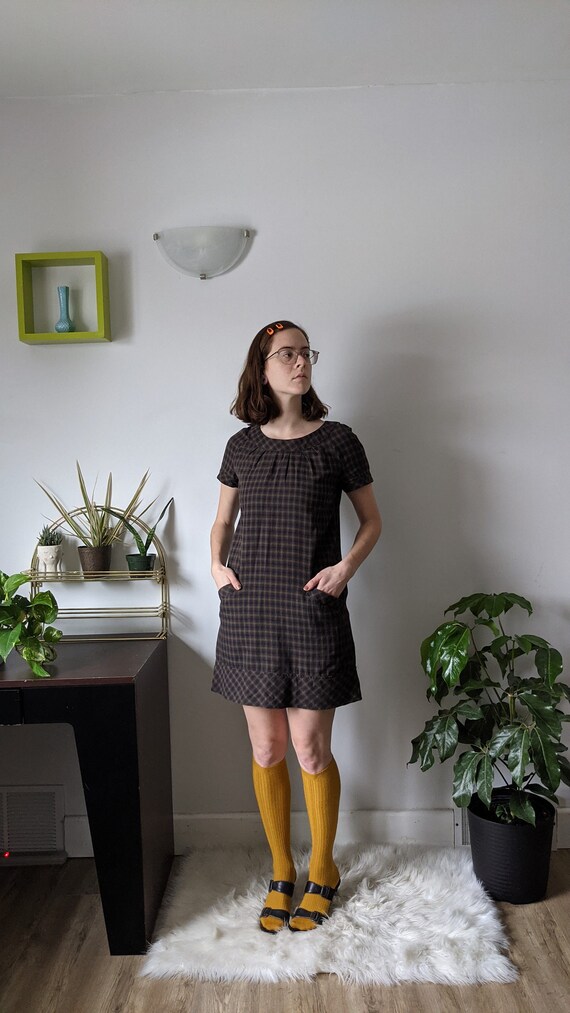 Plaid Mini Dress Mod Style Vintage