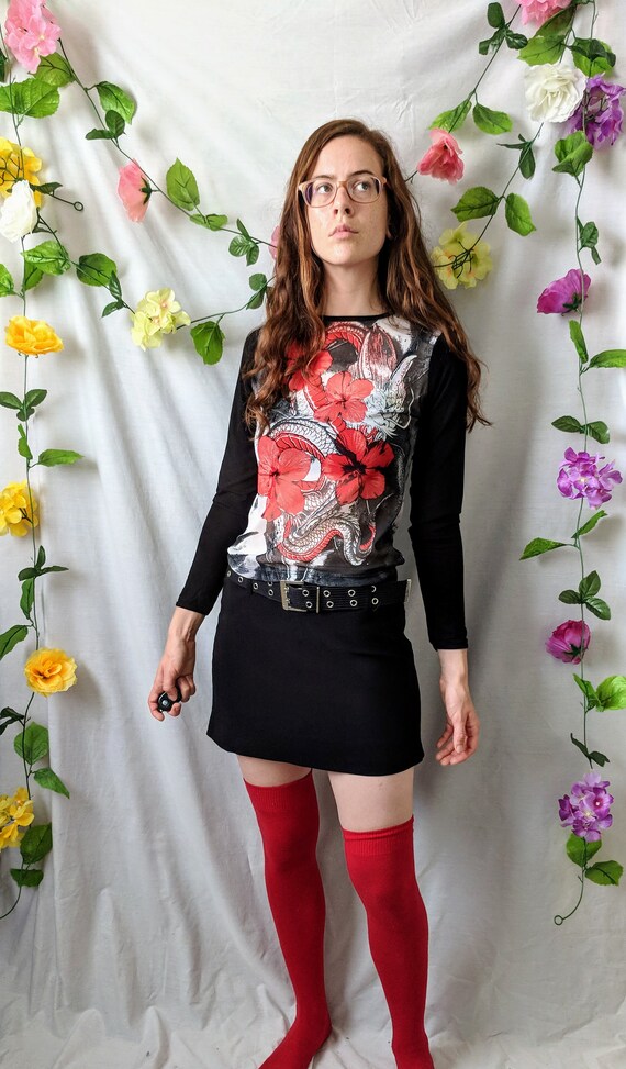 Dragon Print Mesh Shirt BEBE