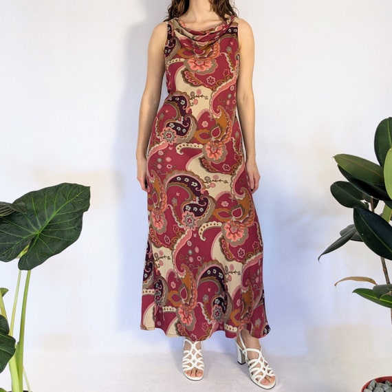 Vintage Floral Cowl Maxi Dress 1990s Frederick Al… - image 1