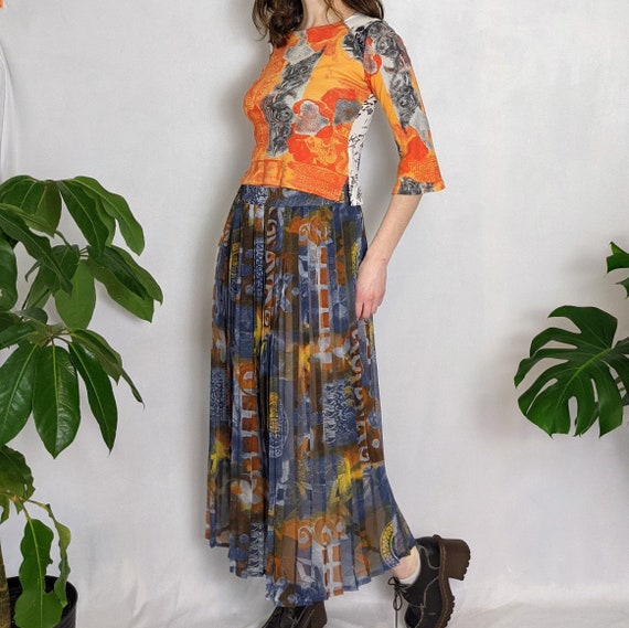 Vintage Pleated Chiffon Maxi Skirt 1980s Insieme Etsy UK