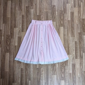 Vintage Pink Midi Button Down Skirt 1980s Vayola image 5