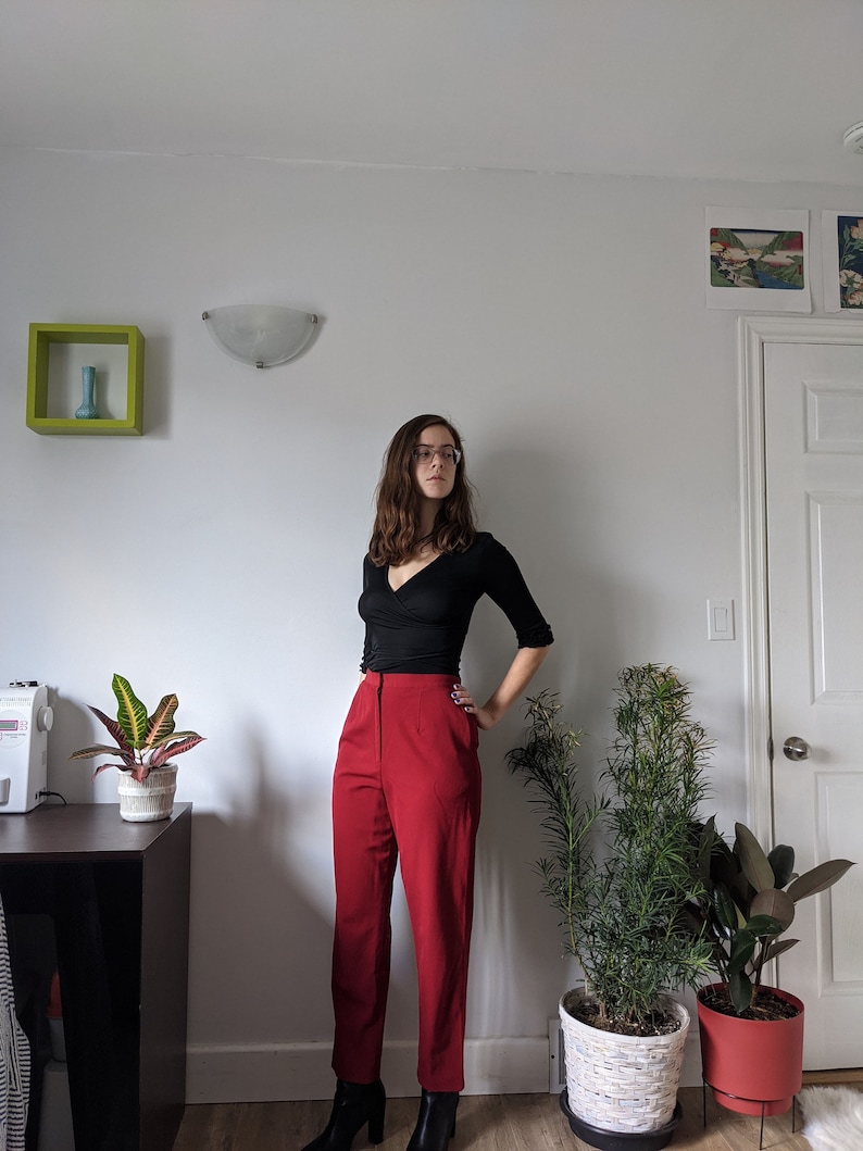 Red Tapered Dress Pants
