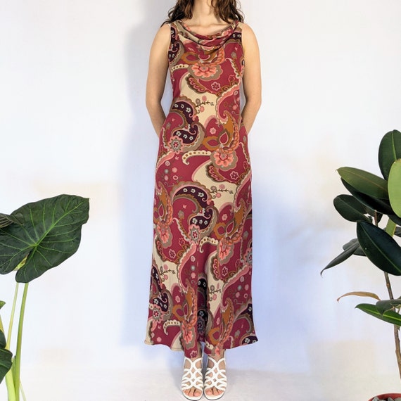 Vintage Floral Cowl Maxi Dress 1990s Frederick Al… - image 2