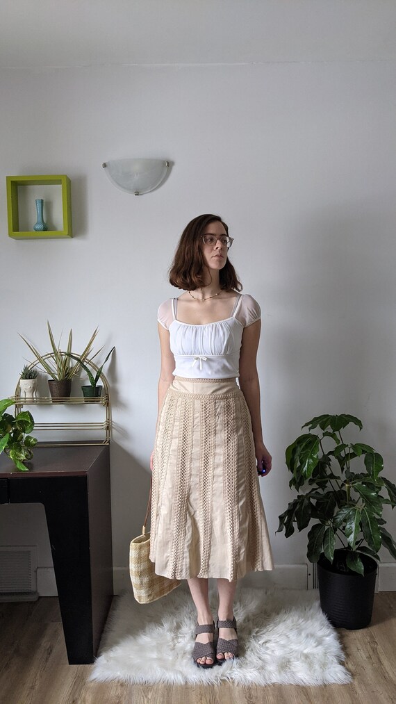 Beige Prairie Midi Skirt Vintage