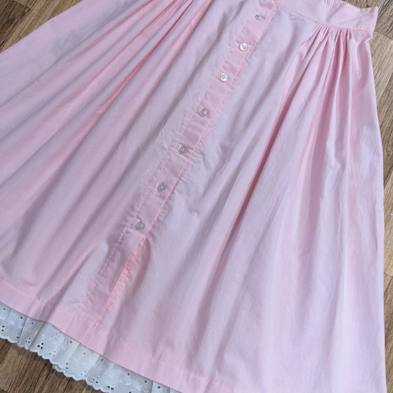 Vintage Pink Midi Button Down Skirt 1980s Vayola image 7