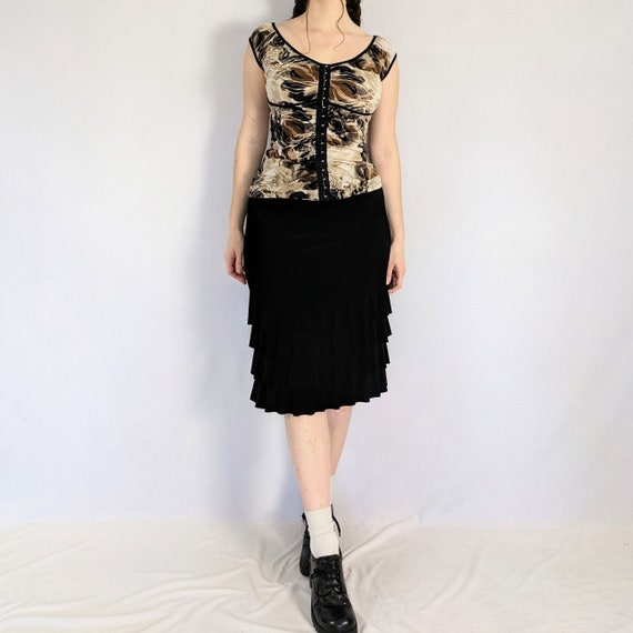 Vintage Black Ruffle Skirt 1990s Clientele View 2