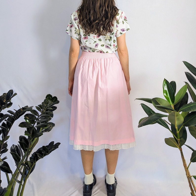 Vintage Pink Midi Button Down Skirt 1980s Vayola image 4