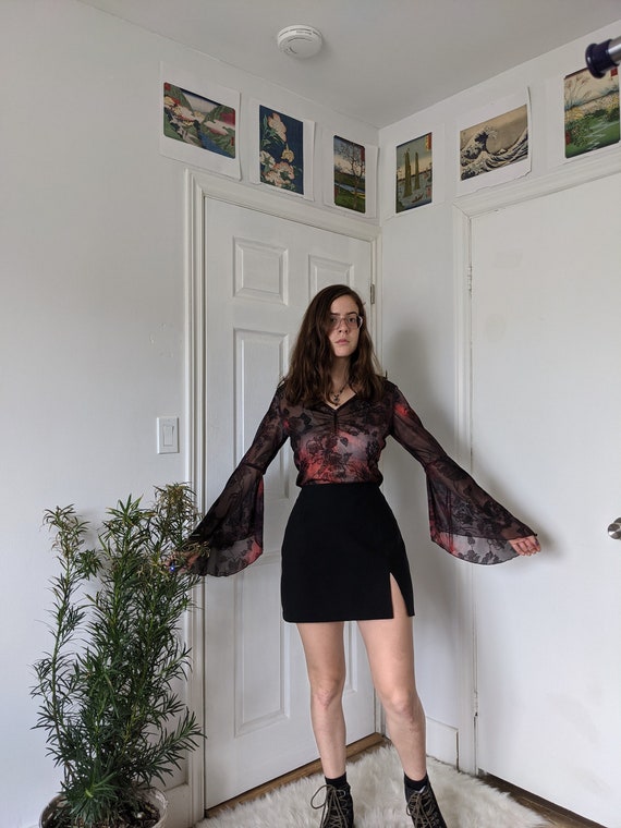 Mesh V-Neck With Bell Sleeves