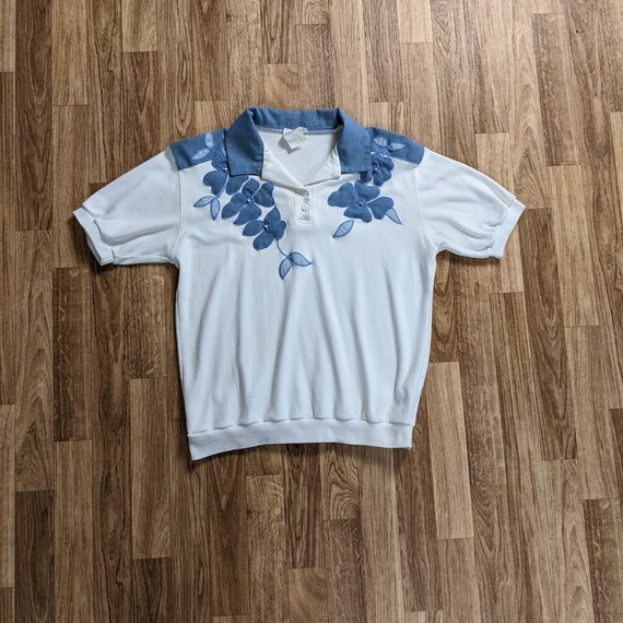 Vintage Floral Polo 1980s Tan Jay - image 4
