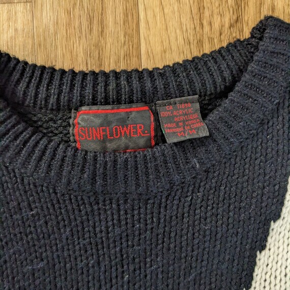 Vintage Geometric Knit Crewneck Sweater 1980s Sun… - image 4