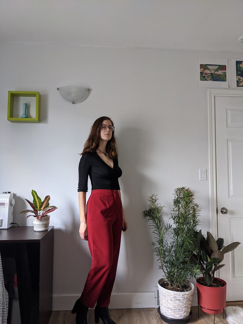 Red Tapered Dress Pants