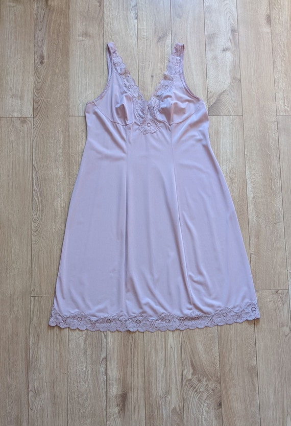 Vintage Dusty Rose Pink Chiffon Slip Dress 1980s … - image 3