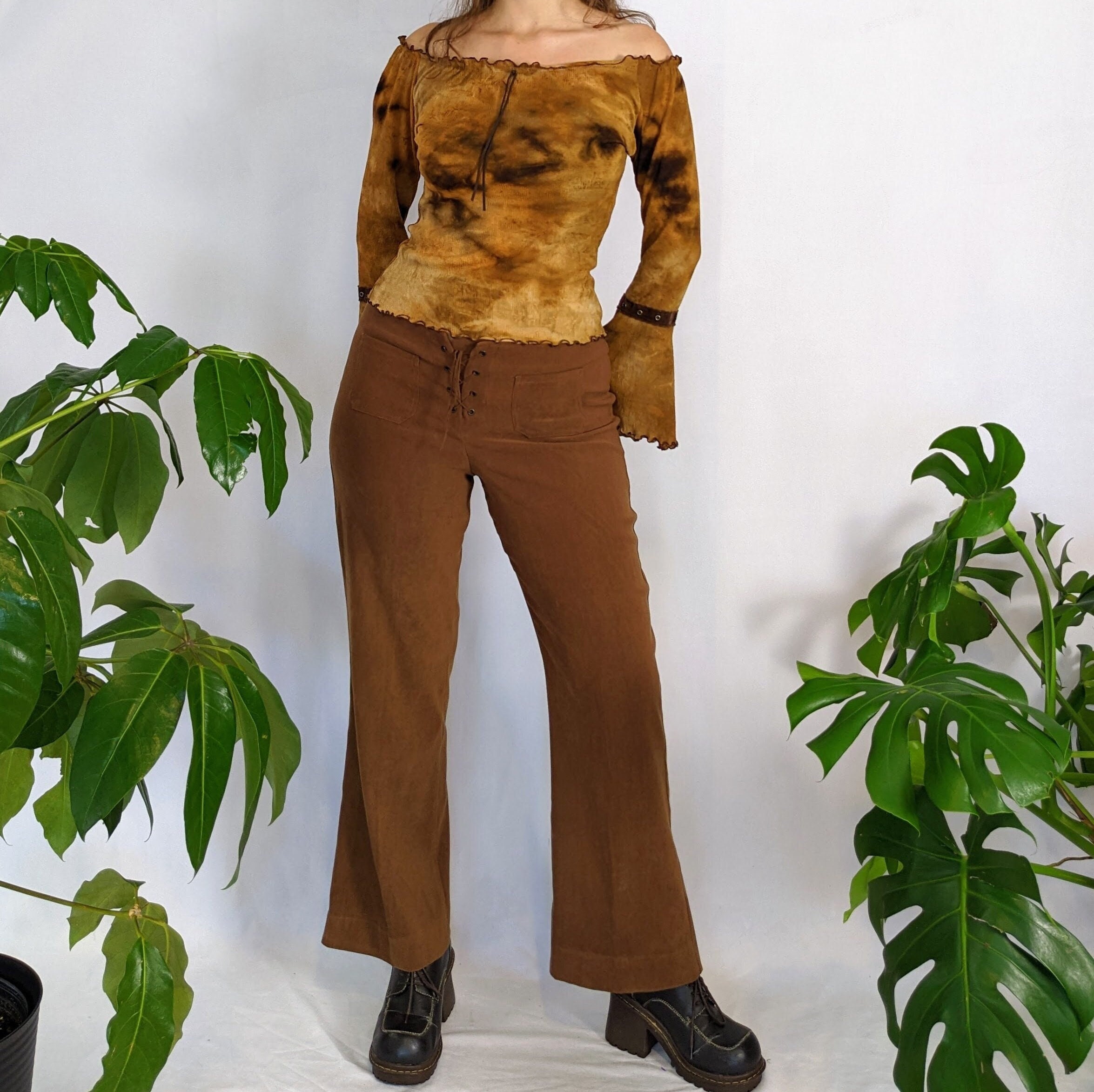 Flared Lace Trousers (APA655W-KHAKI)