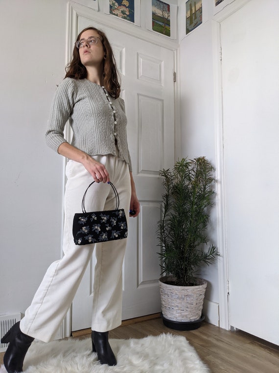 Embroidered Cable knit Ribbed Cardigan