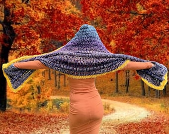 Crochet Pocket Shawl Pattern, Treble Love Scarf, Boho Wrap (PDF Pattern)