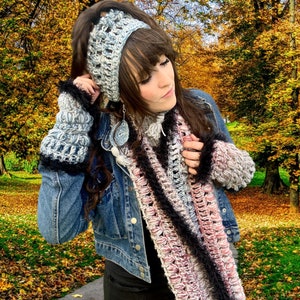 2 CROCHET PDF PATTERN - The Treble Love Wristlets & Headband, Crochet Autumn/Winter Pattern - Beginner Crochet Pattern - Earwarmer - Gloves