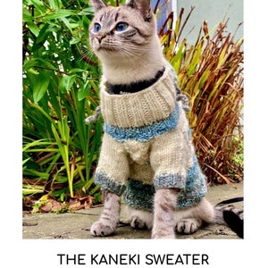 Kaneki Cat Sweater Pattern | Downloadable PDF knitting Pattern | For cats and small dogs | Customizable, multiple sizes