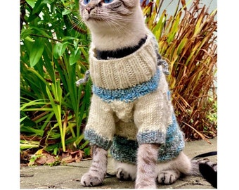 Kaneki Cat Sweater Knitting Pattern | Customizable Pet Clothes (PDF Download)