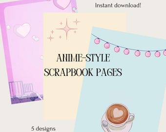 Anime Valentine's Scrapbook Paper | Kawaii Junk Journal (Digital Download)
