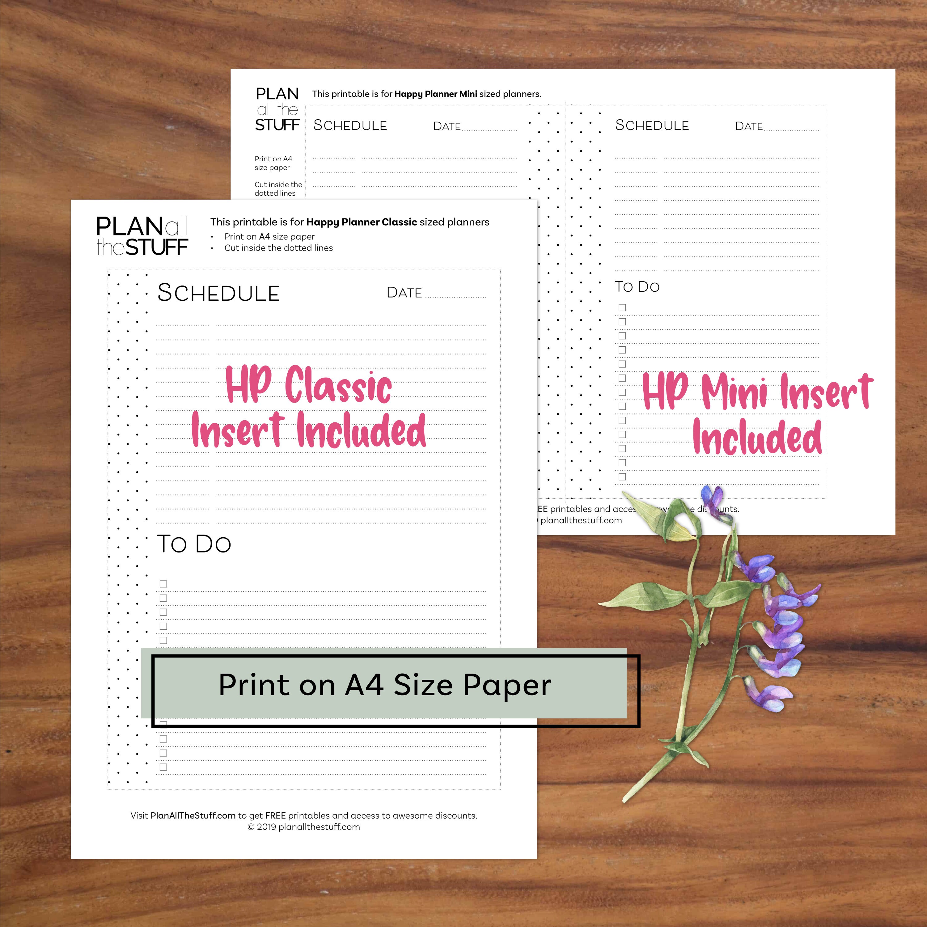Daily Planner Printable for Happy Planner Classic & Mini Size Planners ...