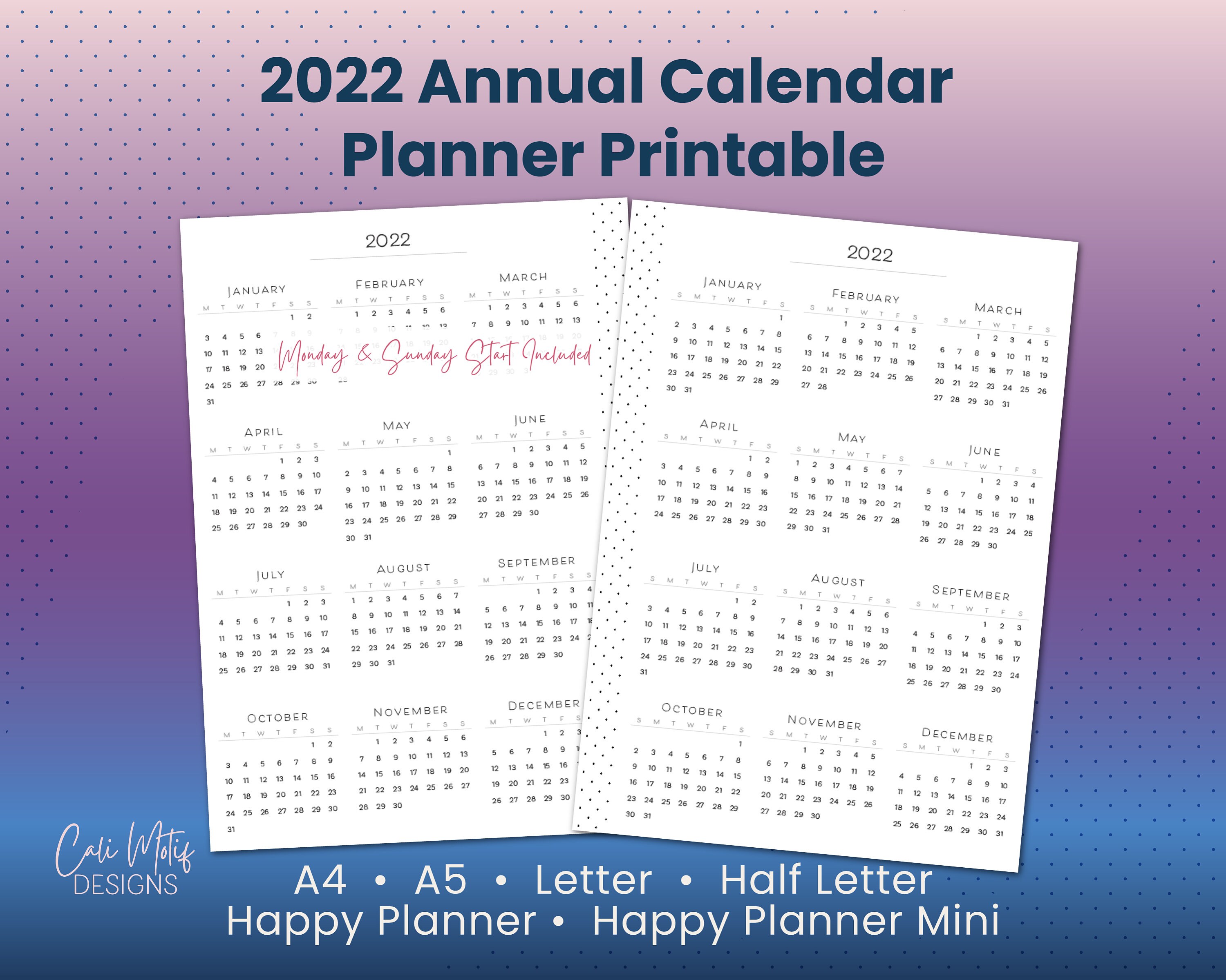 2022 yearly calendar printable annual calendar 2022 yearly