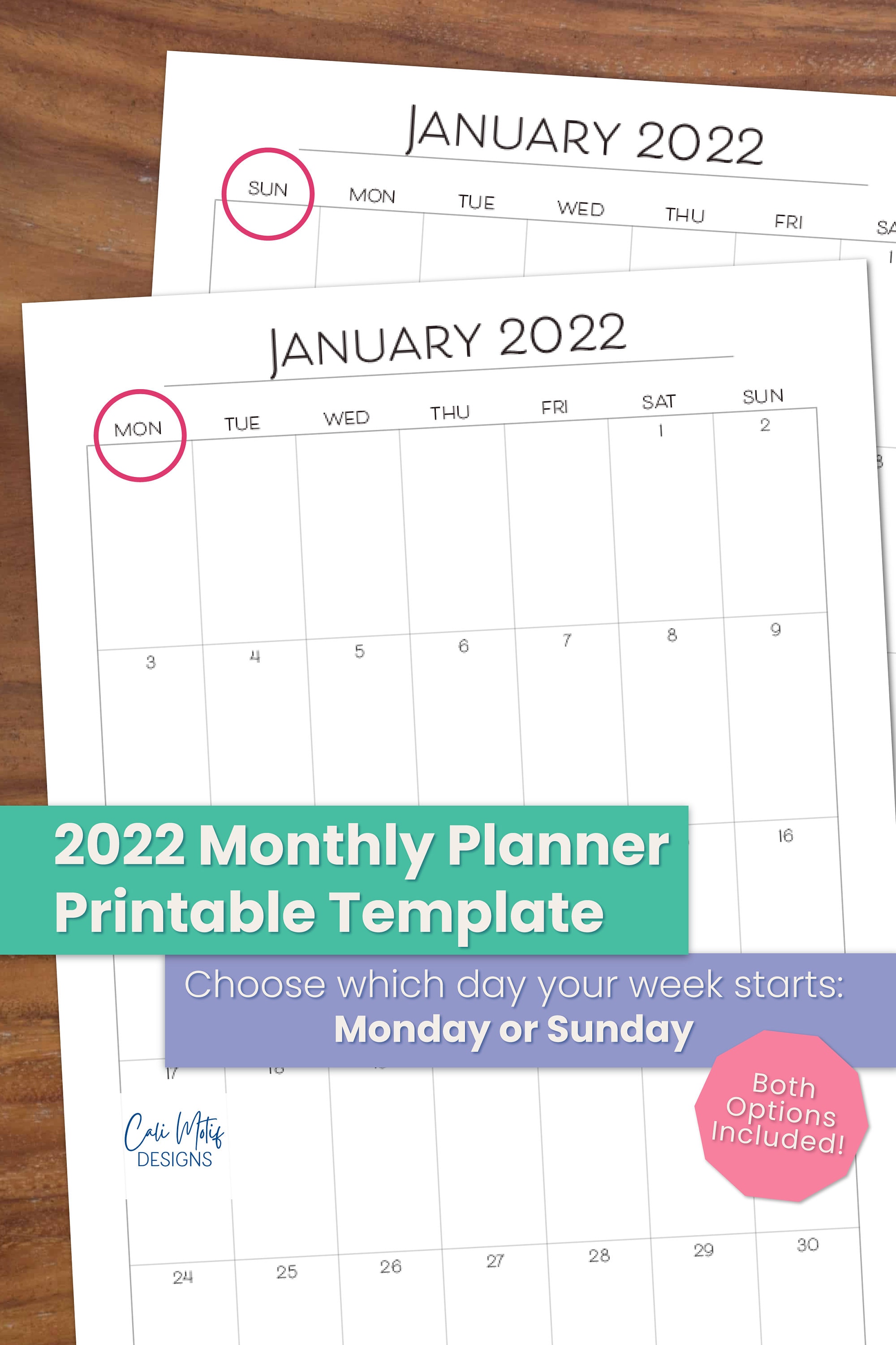Monthly calendar 2022 2022 planner printable simple free editable downloadable monthly 