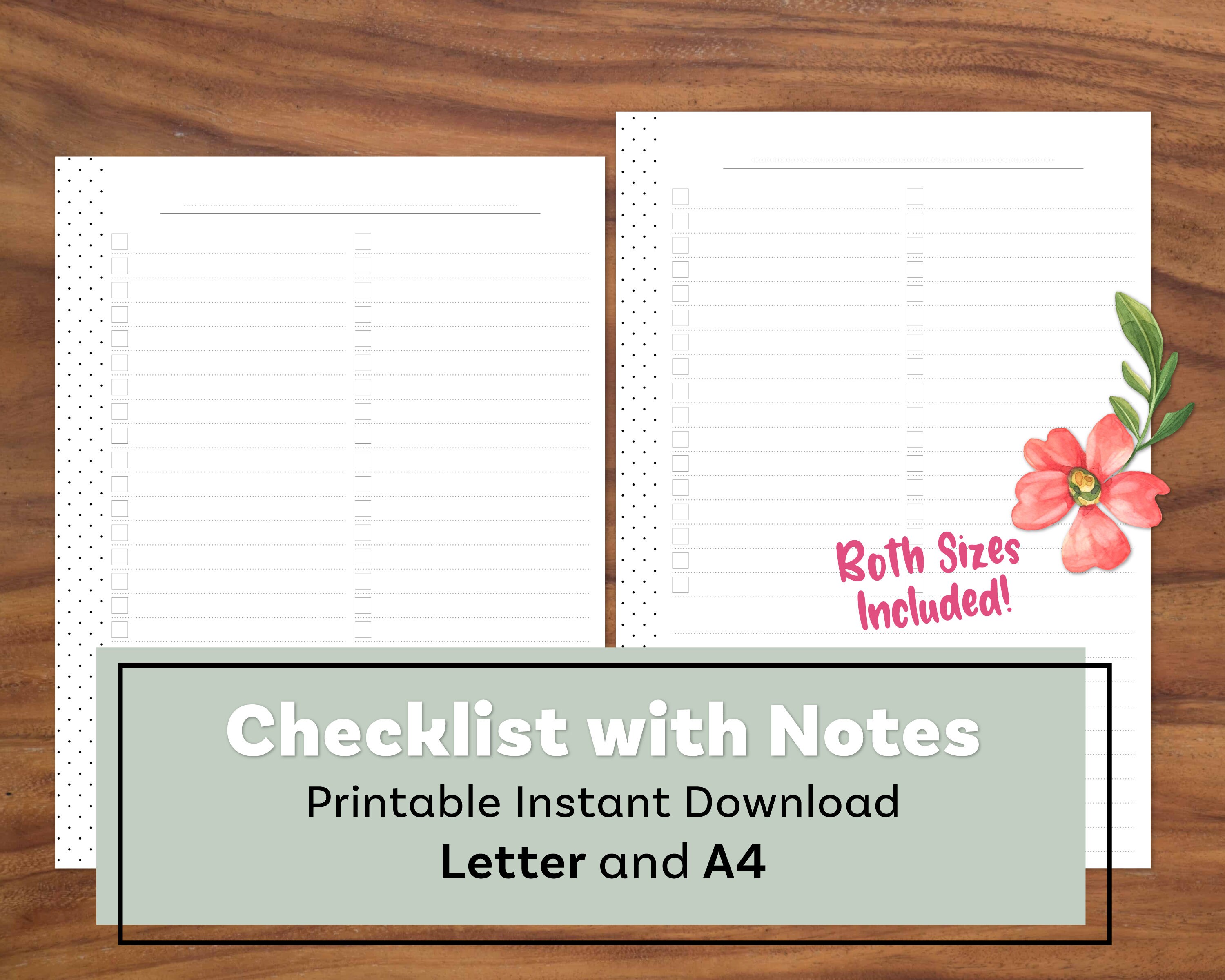 checklist printable dot grid paper printable note paper etsy