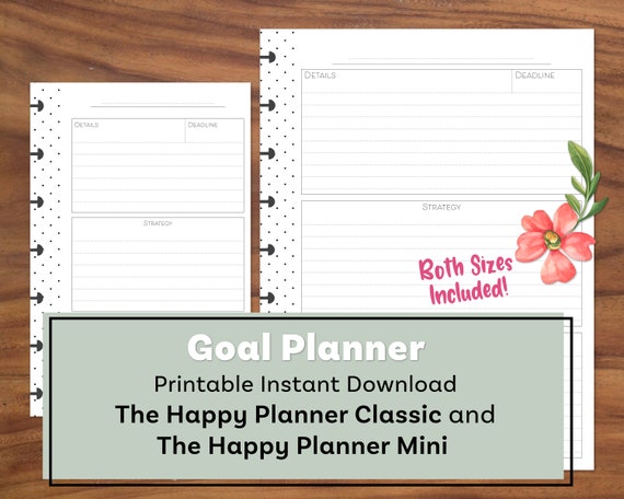 Printable Goal Tracker Goal Planner Happy Planner Classic &amp; | Etsy