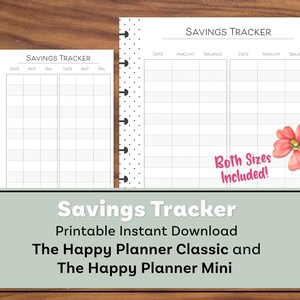 Savings Tracker for Happy Planner Mini & Classic Sizes, Savings Challenge Budget Printable