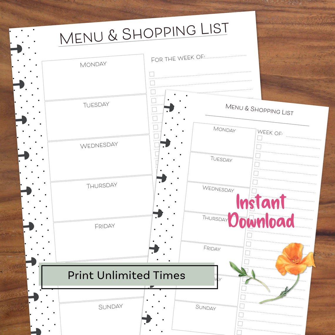 HAPPY PLANNER Inserts Menu and Shopping List Weekly Happy - Etsy