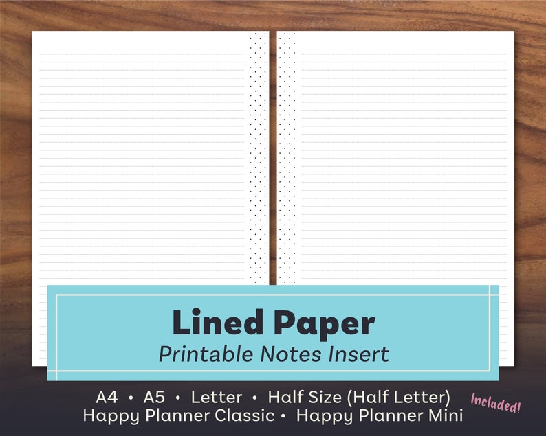 Lined Paper Lined Paper Printable Note Paper Happy Planner Etsy