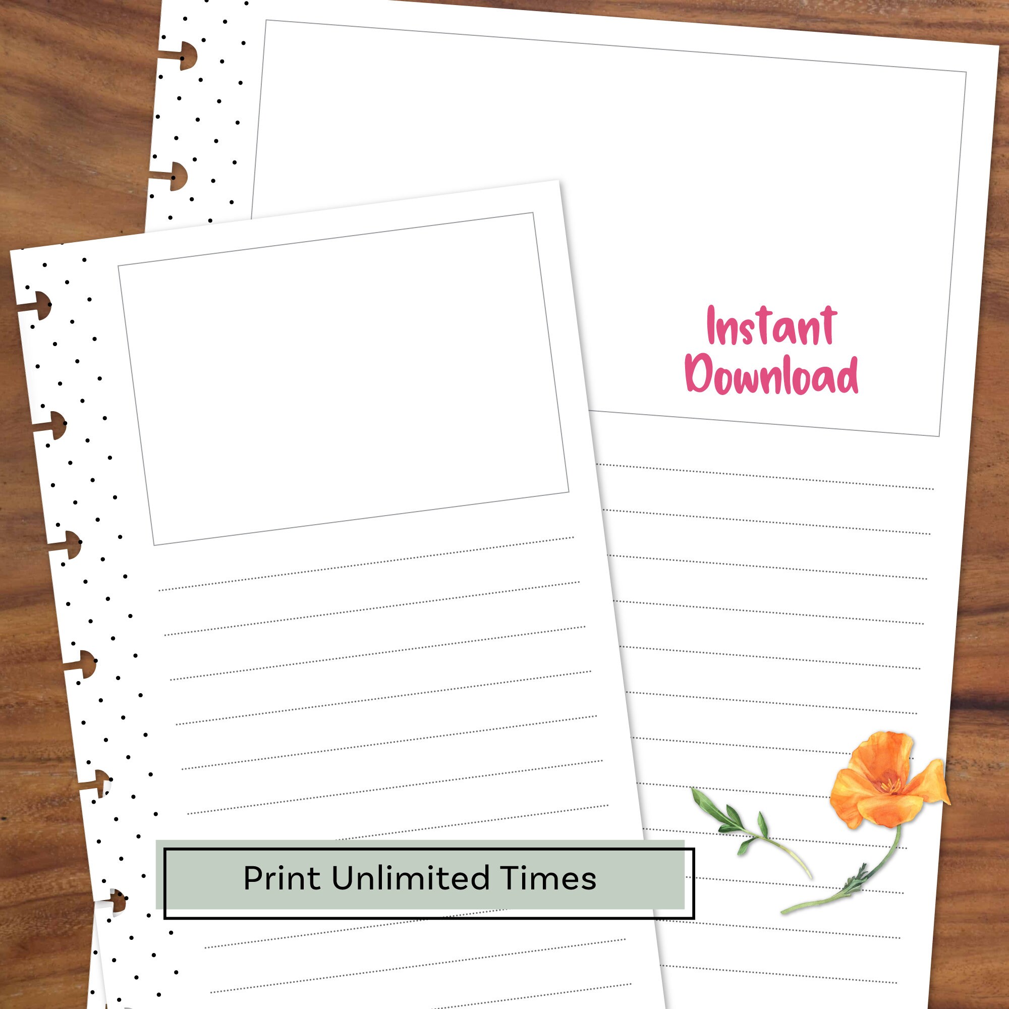 Lined Paper Printable for Happy Planner Printable Note Paper Etsy