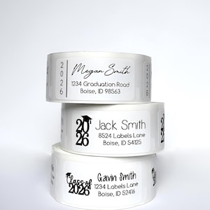2026 Graduation Address Labels Roll, Personalized Labels Roll, Return Address Labels Stickers