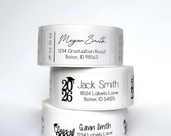 2026 Graduation Address Labels Roll, Personalized Labels Roll, Return Address Labels Stickers