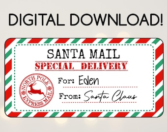 Instant Download From Santa Christmas Gift Label, Christmas Gift Tags, Christmas Gift Stickers, From Santa Stickers